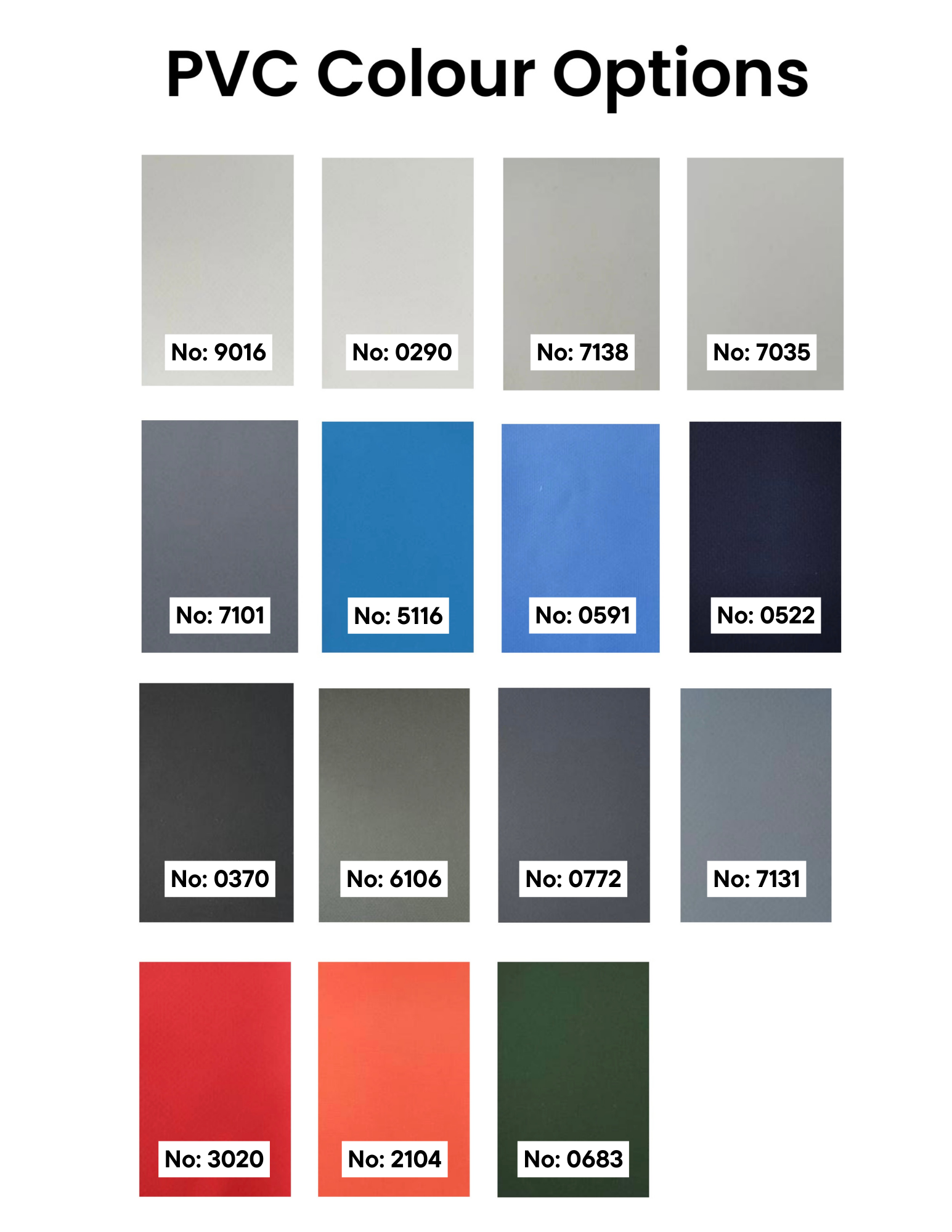 PVC Tube Colour Options